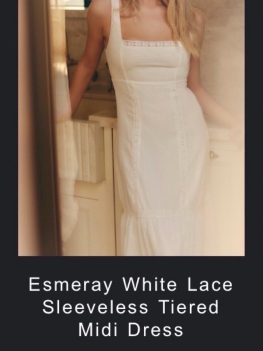 White Lace Sleeveless Tiered Midi Dress